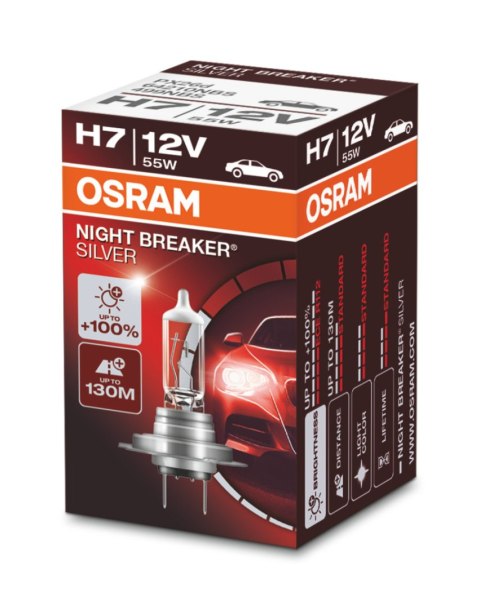 OSRAM ŻARÓWKA H7 12V 55W PX26D NIGHT BREAKER SILVER (+100%)