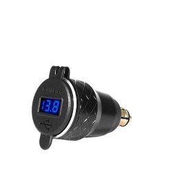 BIKETEC MOTOCYKLOWE PODWÓJNE GNIAZDO USB QC 3.0 - 36 W DIN QUICK CHARGE Z WOLTOMIERZEM BMW / TRIUMPH