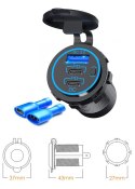 BIKETEC MOTOCYKLOWE POTRÓJNE GNIAZDO USB QC 3.0 X 1 I PD X 2 - 54 W POWER DELIVERY MONTAŻ NA POWIERZCHNIE PŁASKĄ (OWIEWKA, KUFER