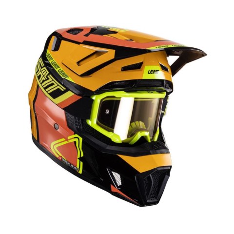 LEATT NOWOŚĆ KASK MOTO 7.5 V24 (+GOGLE VELOCITY 4.5 GRATIS) HELMET KIT CITRUS KOLOR CZARNY/POMARAŃCZOWY/ŻÓŁTY FLUO ROZMIAR XXL (