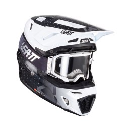 LEATT NOWOŚĆ KASK MOTO 8.5 V24 (+GOGLE VELOCITY 5.5 GRATIS) HELMET KIT BLACK/WHITE KOLOR CZARNY/BIAŁY ROZMIAR L (59-60 cm)