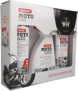 AUTOLAND MOTOCARE ZESTAW PREZENTOWY DLA MOTOCYKLISTY (DO CZYSZCZENIA ŁAŃCUCHA 500ML, DO CZYSZCZENIA MOTOCYKLA 500ML, DO CHROMU I