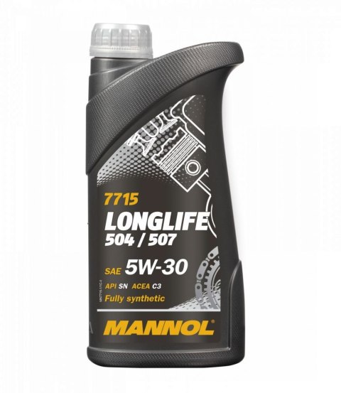 MANNOL NOWY TOWAR 07/2023 OLEJ SILNIKOWY SAMOCHODOWY 5W30 LONGLIFE 504/507 O.E.M. FOR VW, AU 1 LITR (7715) (SYNTETYCZNY)