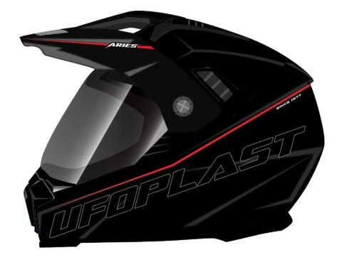 UFO KASK ARIES OFFROAD / DUAL / TOURER / CROSSOVER Z SZYBĄ, DASZKIEM I BLENDĄ PRZECIWSŁONECZNĄ KOLOR CZARNY ROZMIAR L ( ECE 22R0