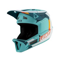 LEATT NOWOŚĆ KASK ROWEROWY MTB GRAVITY 2.0 V24 HELMET FUEL KOLOR TURKUSOWY/BIAŁY/POMARAŃCZOWY ROZMIAR L (59-60 cm)