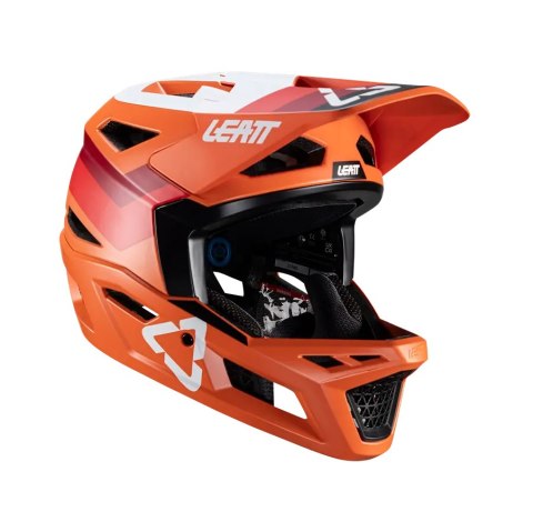 LEATT NOWOŚĆ KASK ROWEROWY MTB GRAVITY 4.0 V24 HELMET FLAME KOLOR POMARAŃCZOWY/BORDOWY/BIAŁY ROZMIAR XL (61-62 cm)