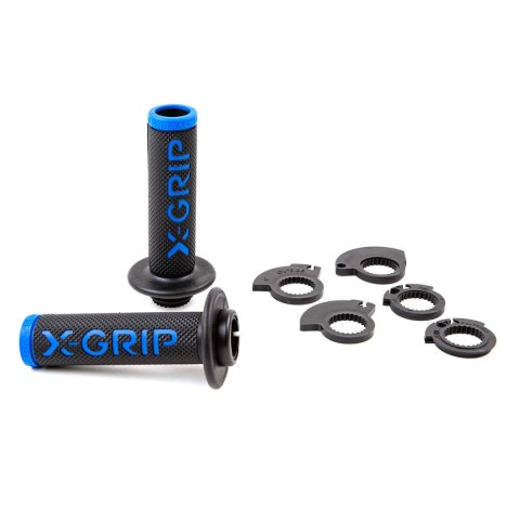 X-GRIP MANETKI BRAAAAP GRIPS LOCK-ON-GRIP BLUE OPEN END (Z OTWOREM) KOLOR NIEBIESKI Z ADAPTERAMI ROLGAZU