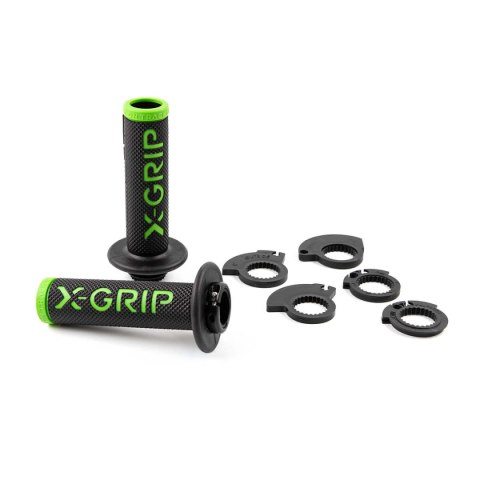 X-GRIP MANETKI BRAAAAP GRIPS LOCK-ON-GRIP GREEN OPEN END (Z OTWOREM) KOLOR ZIELONY - GRIPY Z ADAPTERAMI ROLGAZU