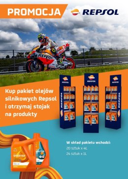 REPSOL PAKIET OLEJÓW SILNIKOWYCH ZE STOJAKIEM