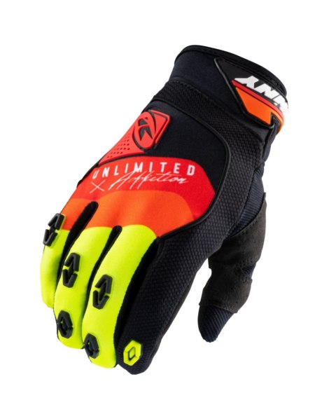 KENNY RACING RĘKAWICE CROSS/ENDURO MODEL SAFETY BLACK/RED/ORANGE KOLOR CZARNY/CZERWONY/ŻÓŁTY FLUO ROZMIAR L