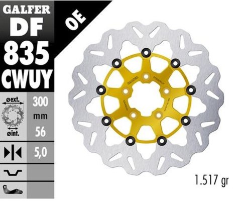 GALFER TARCZA HAMULCOWA PRZÓD HARLEY-DAVIDSON (300X56X5) PŁYWAJĄCA KOLOR ZŁOTY