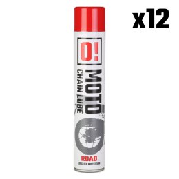 OMOTO ZESTAW 12 SZTUK SPRAY SMAR DO ŁAŃCUCHA 750ML ROAD O! CHAIN LUBE (O!MOTO) (OLE-006) (PAKIET 12 SZTUK)